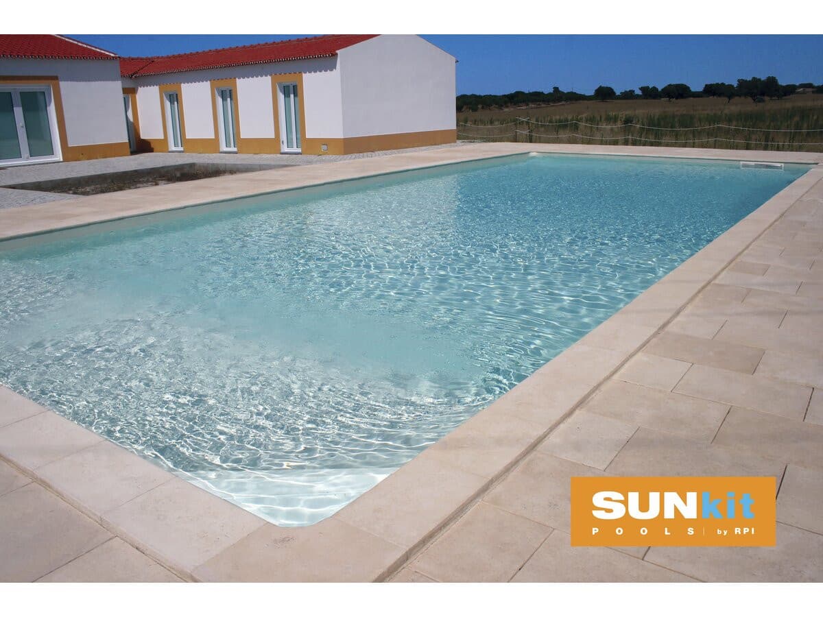 Piscine acier enterrée rectangle fond plat "Sunkit" - 6.00 x 3.00 x 1.40 m + Escalier d'angle intérieur