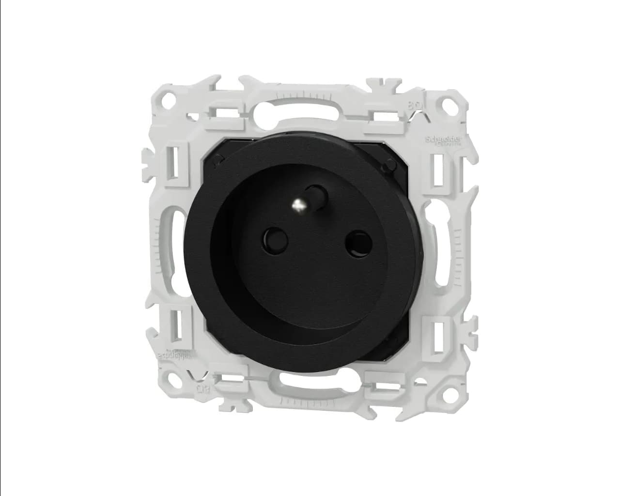 Prise de courant 2P+T 16A rénovation Noir onyx Schneider Odace